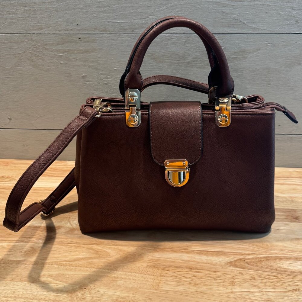 NWOT Women's Dasein Brown Vegan Leather Crossbody / Satchel bag Adjustable Strap
